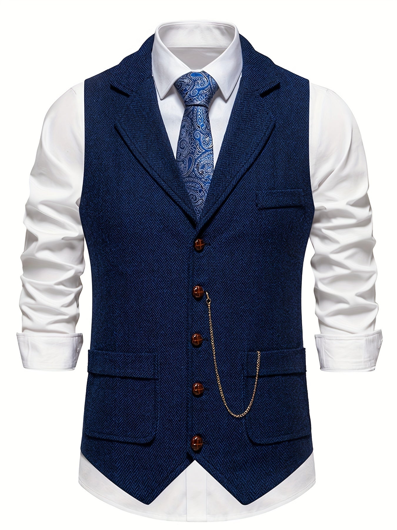 Chaleco de hombre con diseño de espiga para looks elegantes – AURELIO