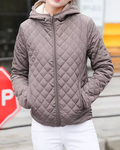 MIRA - Chaqueta de invierno casual acolchada con capucha y cremallera para mujer