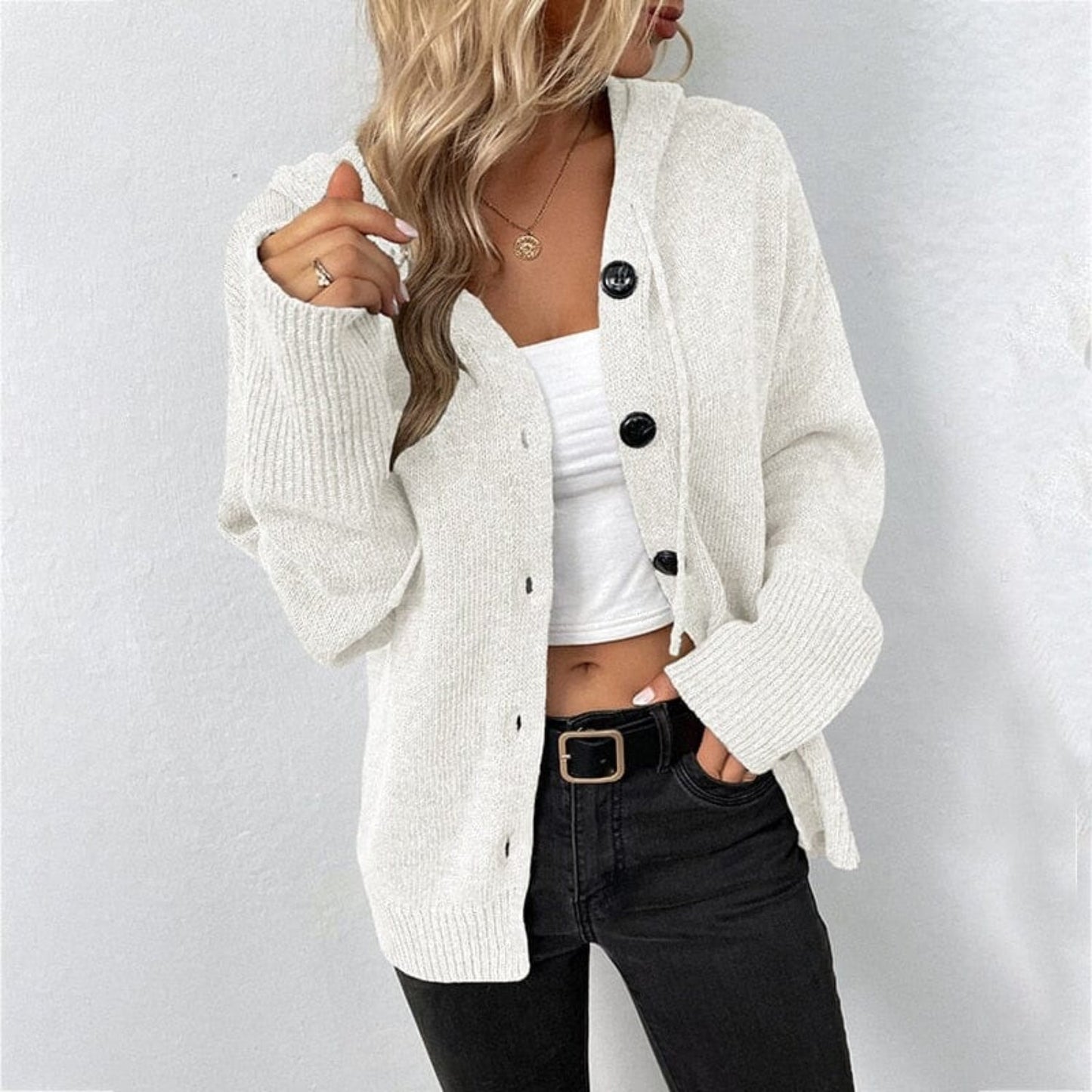 ANNELINE - Chaqueta de punto cómoda y casual para mujeres