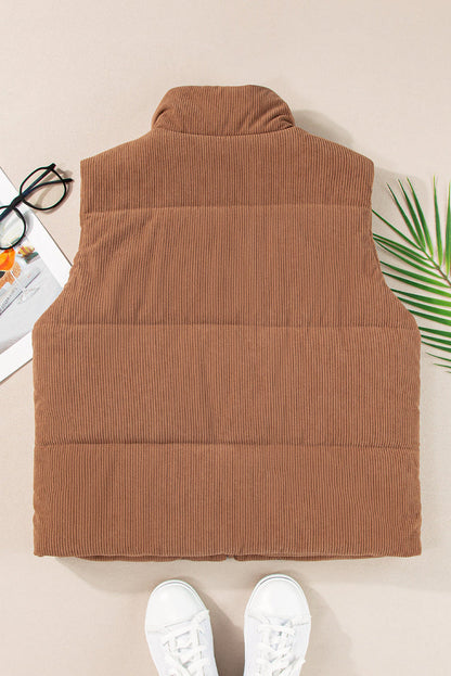 GIADA – Chaleco acolchado de pana con cremallera para mujer
