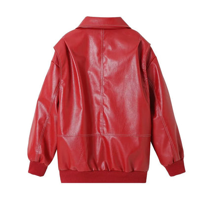 ADELA - Chaqueta oversize de cuero sintético para mujer