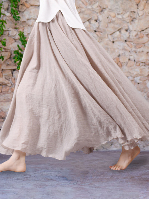 Falda larga de lino ligera y fluida para mujer – CALA LINEN FLOW