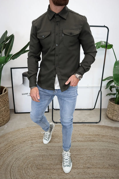 IVAR - Sobrecamisa con botones y bolsillos delanteros para hombre