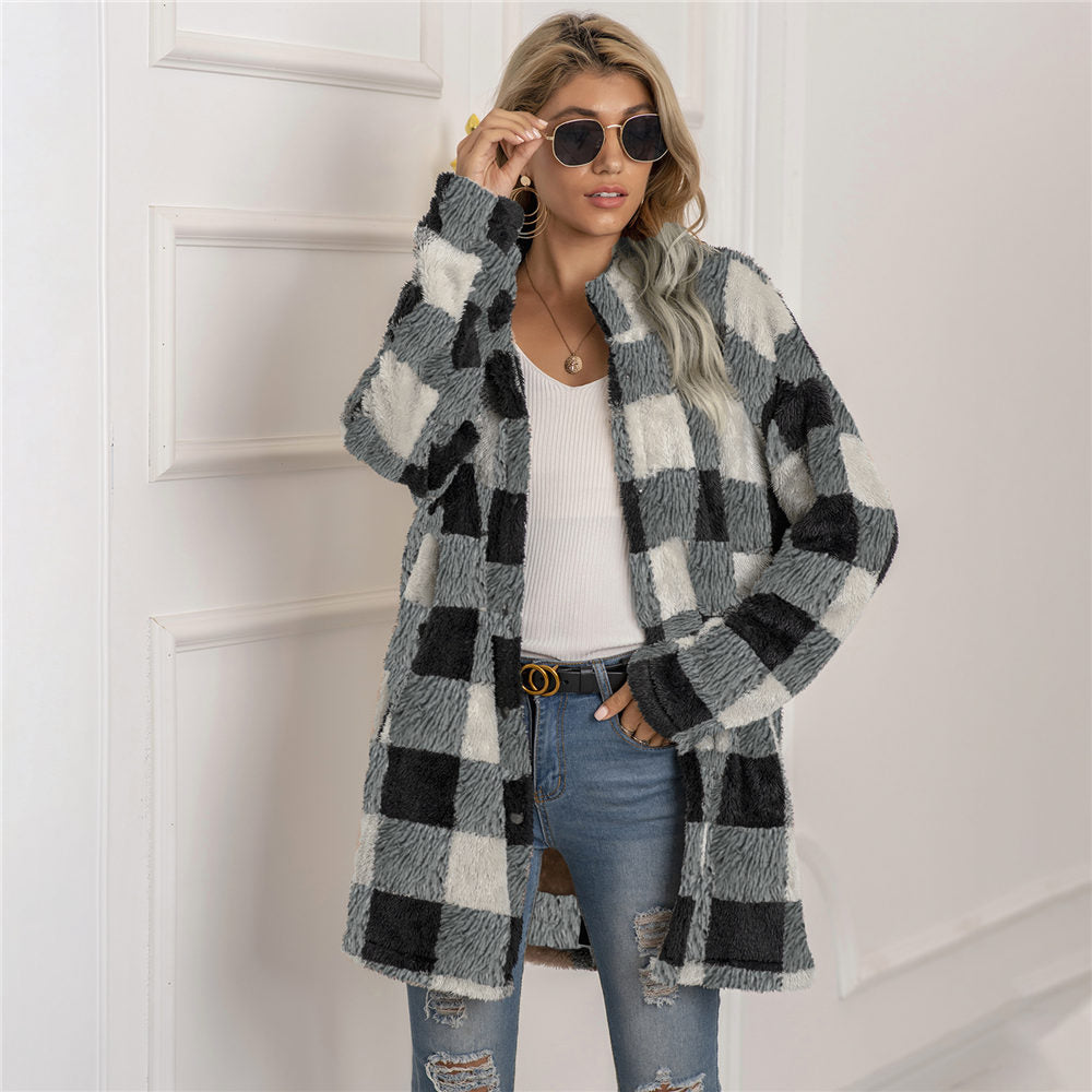 FENNA – Cárdigan de estilo a cuadros para mujer