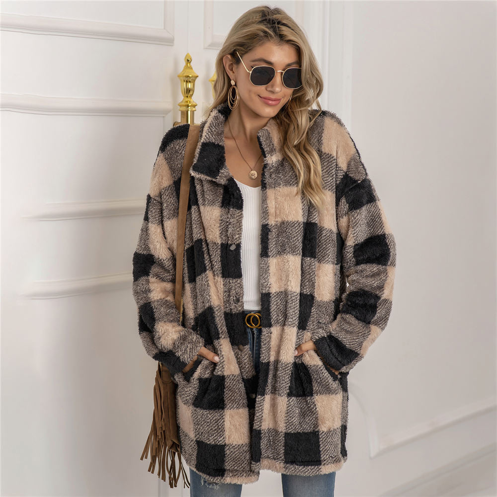 FENNA – Cárdigan de estilo a cuadros para mujer