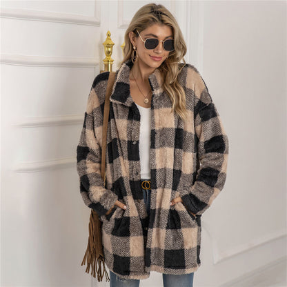FENNA – Cárdigan de estilo a cuadros para mujer
