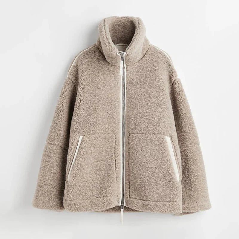 ALMA - Abrigo de invierno oversize de forro polar para mujer