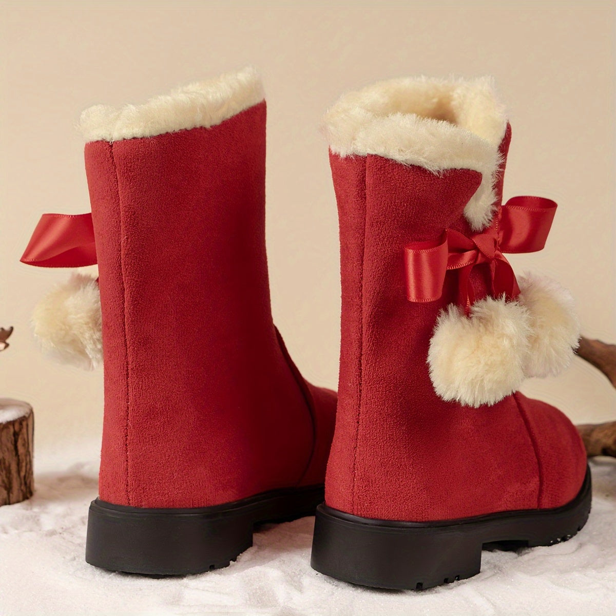 ALBA - Botas de nieve de felpa cálida con suela antideslizante para niñas