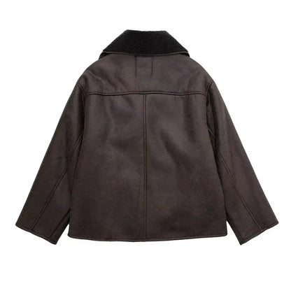 AZURA - Abrigo oversize para mujeres con bolsillos en contraste