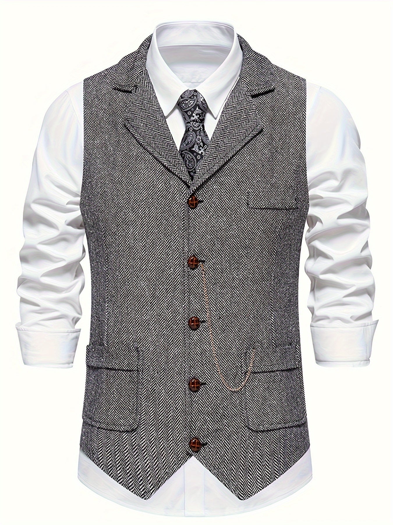 Chaleco de hombre con diseño de espiga para looks elegantes – AURELIO