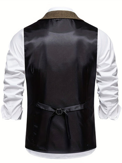 Chaleco de hombre con diseño de espiga para looks elegantes – AURELIO
