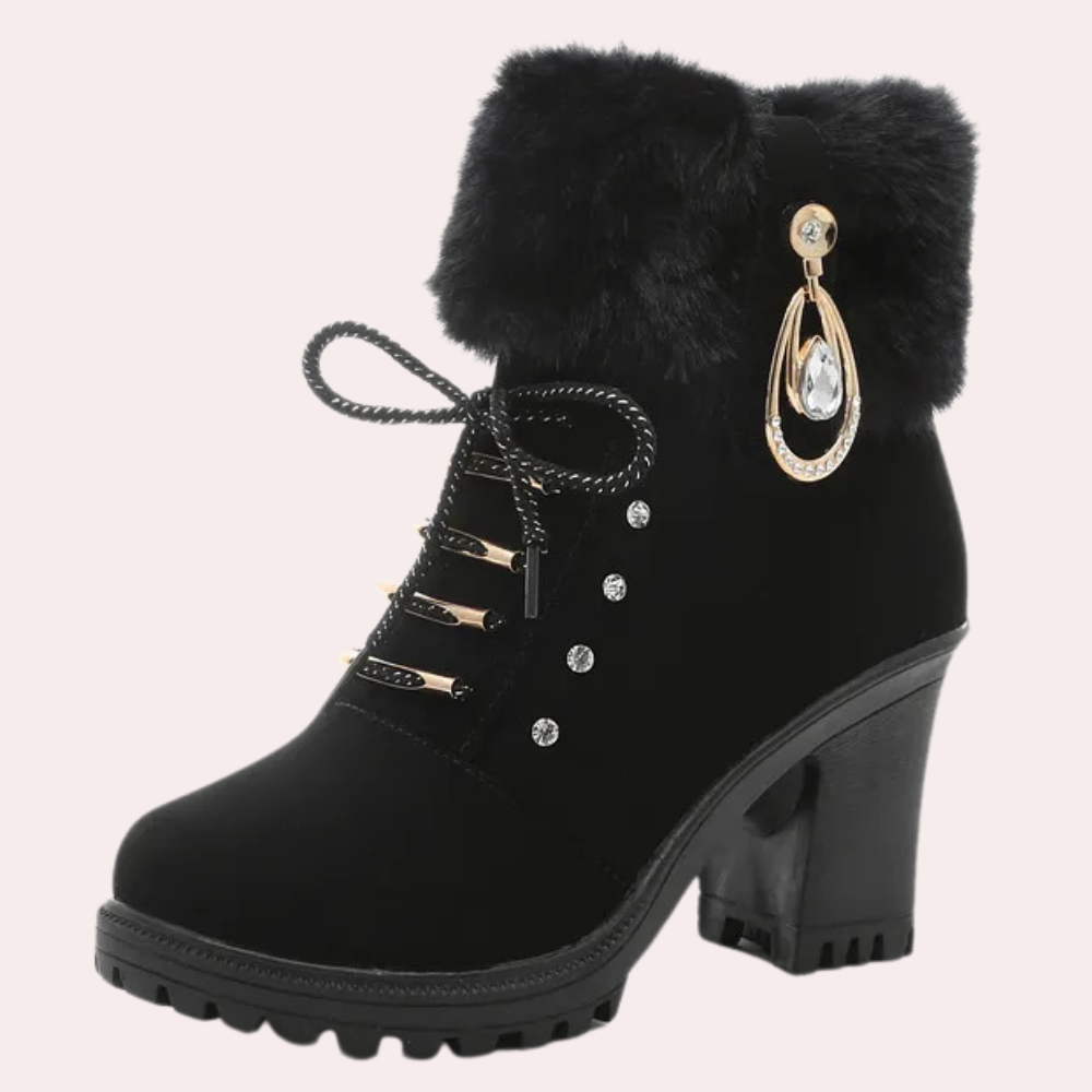 LEILA - Botines con cordones y tacón grueso para mujer