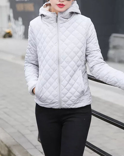 MIRA - Chaqueta de invierno casual acolchada con capucha y cremallera para mujer