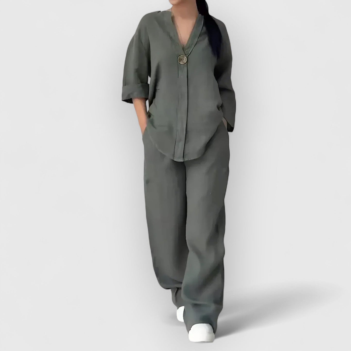 Conjunto camisa y pantalón ancho para mujer – CONCEPCIÓN