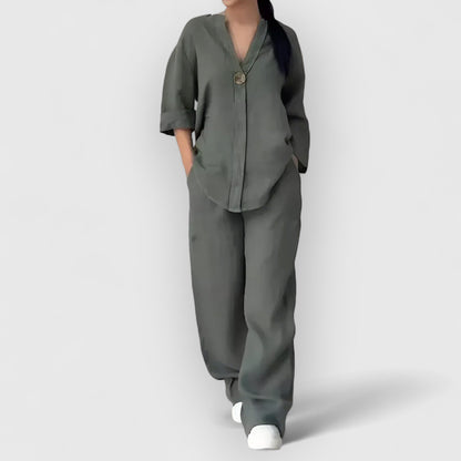 Conjunto camisa y pantalón ancho para mujer – CONCEPCIÓN