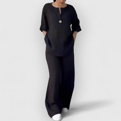 Conjunto camisa y pantalón ancho para mujer – CONCEPCIÓN