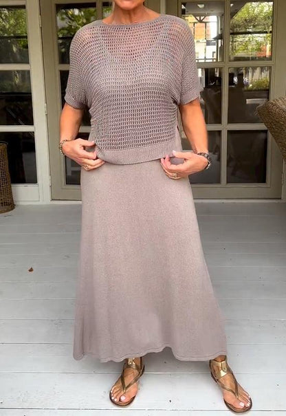 Conjunto de vestido con blusa ligera para mujer, estilo casual y moderno – ELIORA