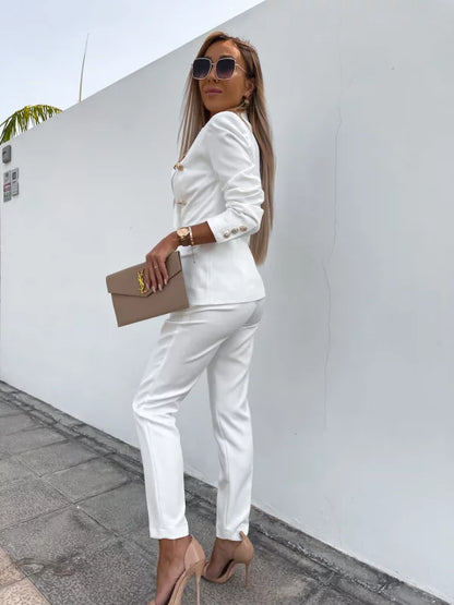 Conjunto de dos piezas para mujer con blazer entallado y pantalón – AMÉLIA RoseSuit