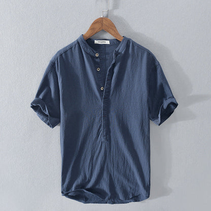 Camisa de lino ligera y transpirable de manga corta para hombre – DARIO