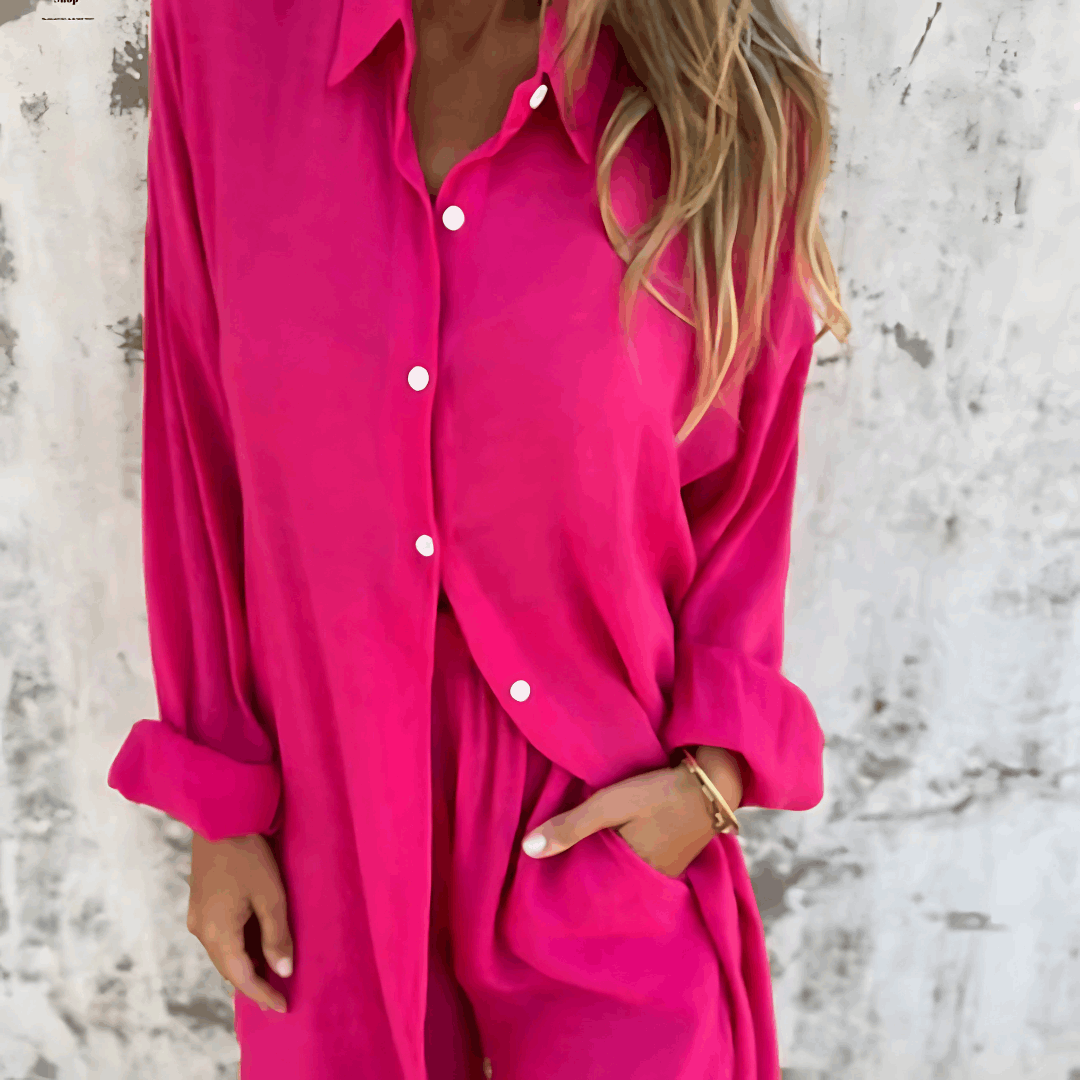 Conjunto veraniego de dos piezas con blusa y shorts cómodos – LONYA