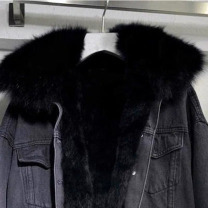 SERAPHINA - Clásica chaqueta vaquera para mujeres con forro de piel