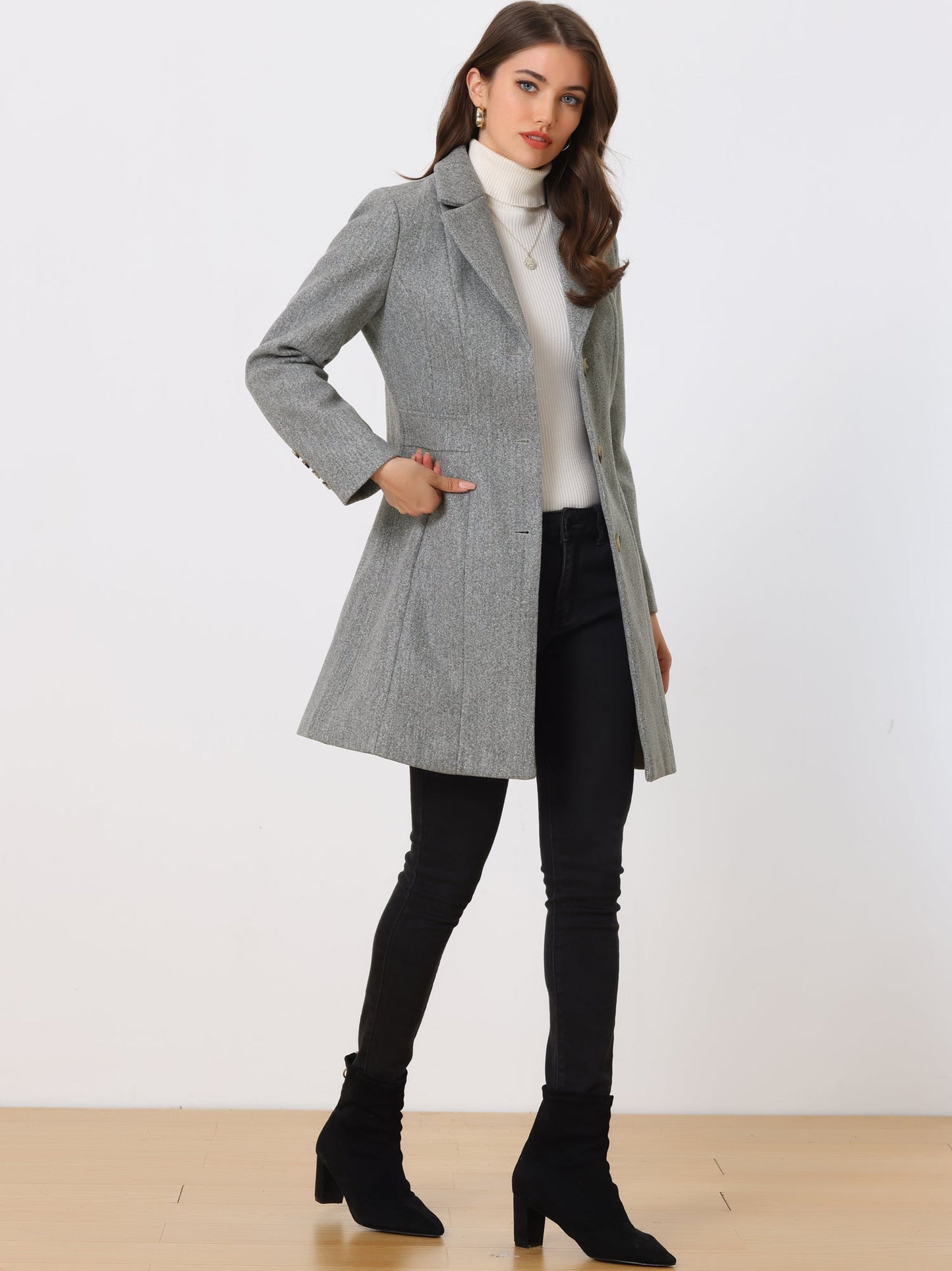 Abrigo largo de invierno para mujer con cierre de botones – ISABELÉA