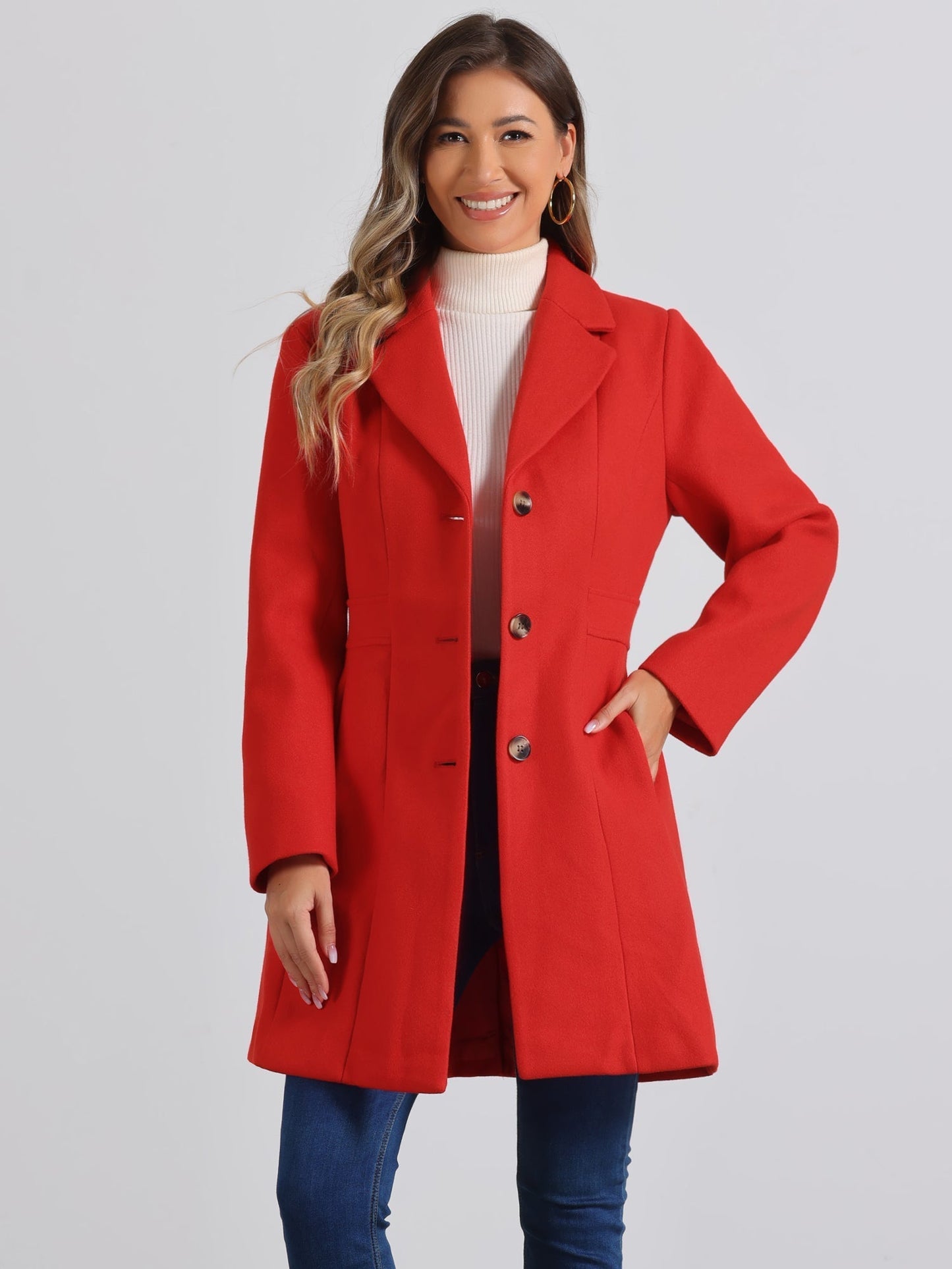 Abrigo largo de invierno para mujer con cierre de botones – ISABELÉA