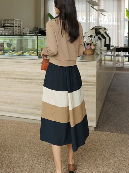 ISLA - Conjunto de suéter de punto y falda para mujer