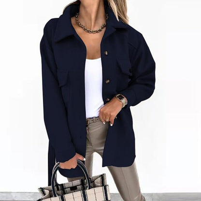 INEKE - Abrigo elegante para mujer con botones y bolsillos delanteros
