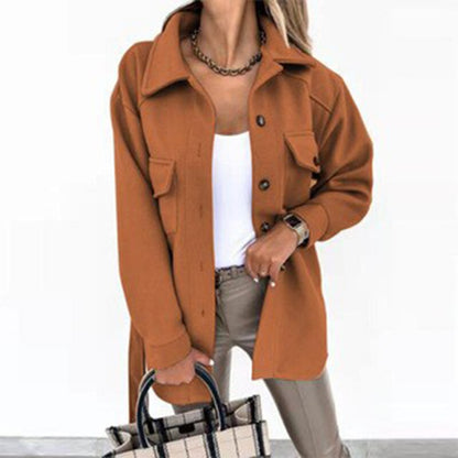 INEKE - Abrigo elegante para mujer con botones y bolsillos delanteros
