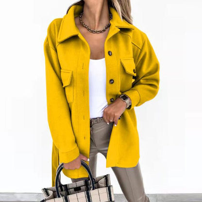 INEKE - Abrigo elegante para mujer con botones y bolsillos delanteros