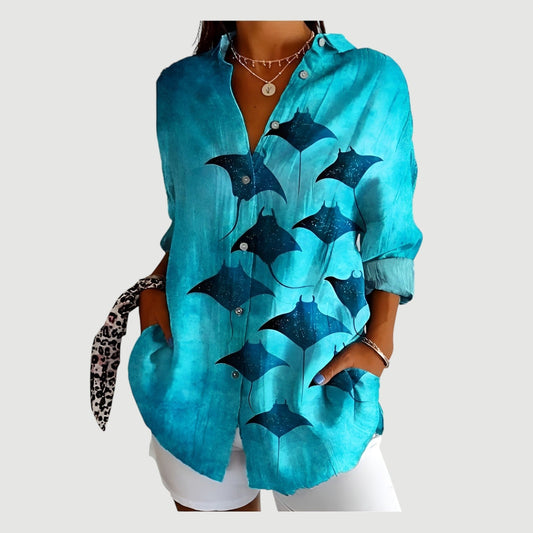 Blusa holgada de mujer con botones frontales – RAGNA